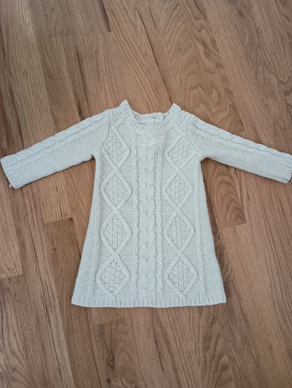 Crazy 8 Baby Girls Cream Cable Knit Sweater Dress Size 6-12M EUC
